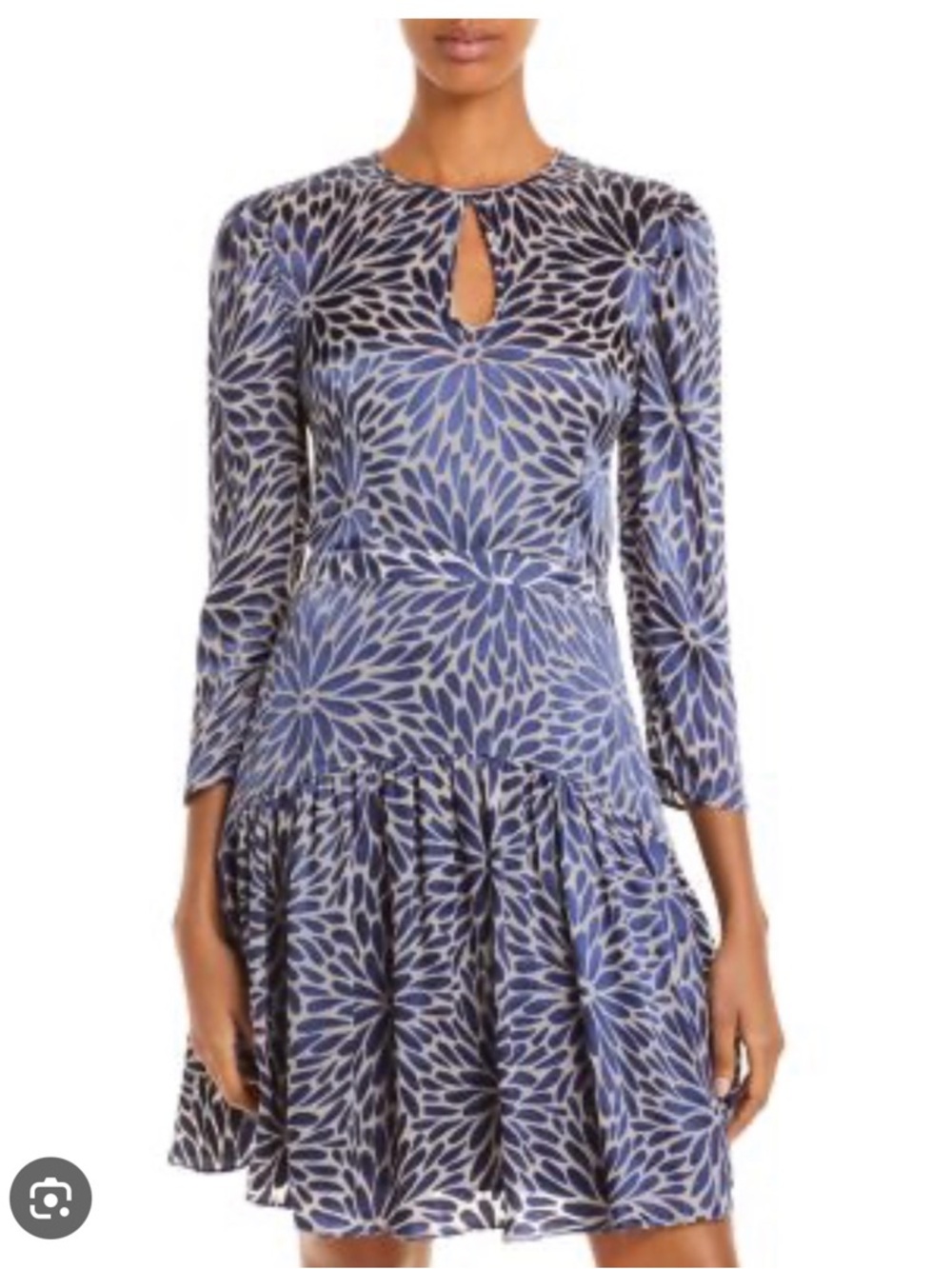 Rebecca Taylor Navy and White Floral Long-Sleeve Dress Autumn Bloom 4